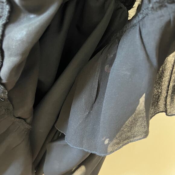 Vintage Black Velvet Tiered Sequin Maxi Dress Womens Small / Medium Witchy Gypsy - Picture 6 of 11